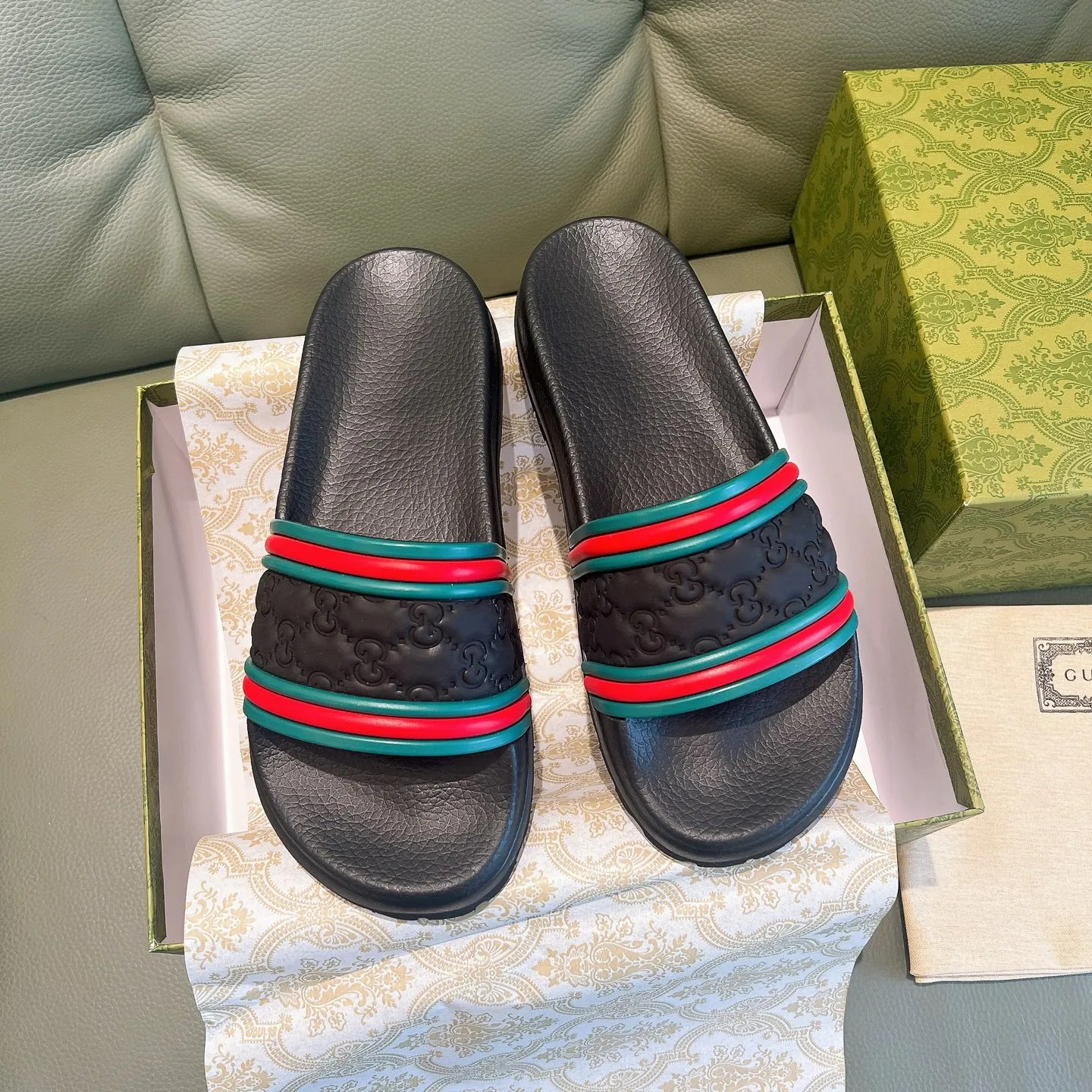 Men's Men's Shoes 130🐮🐮Gucci Gucci Slippers Gucci 2024 latest beach sandals slippers Original molding double G LOGO Original molding consistent Outsole: Men's Men's Shoes u double-layer outsole Size: 35-46